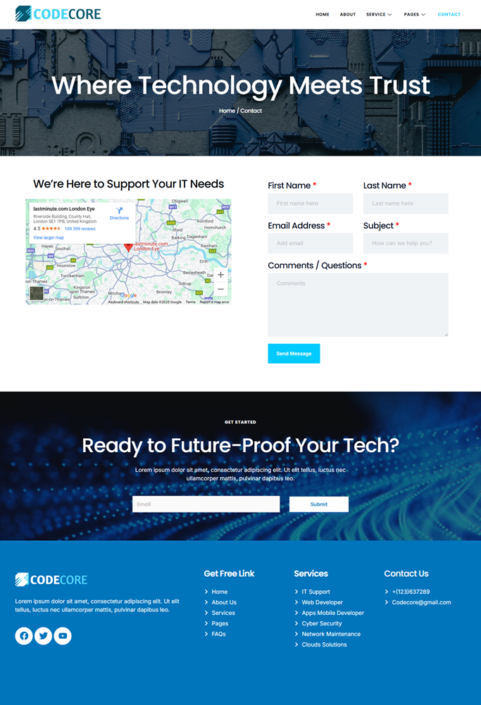 Contact — Codecore - IT Service Elementor Template