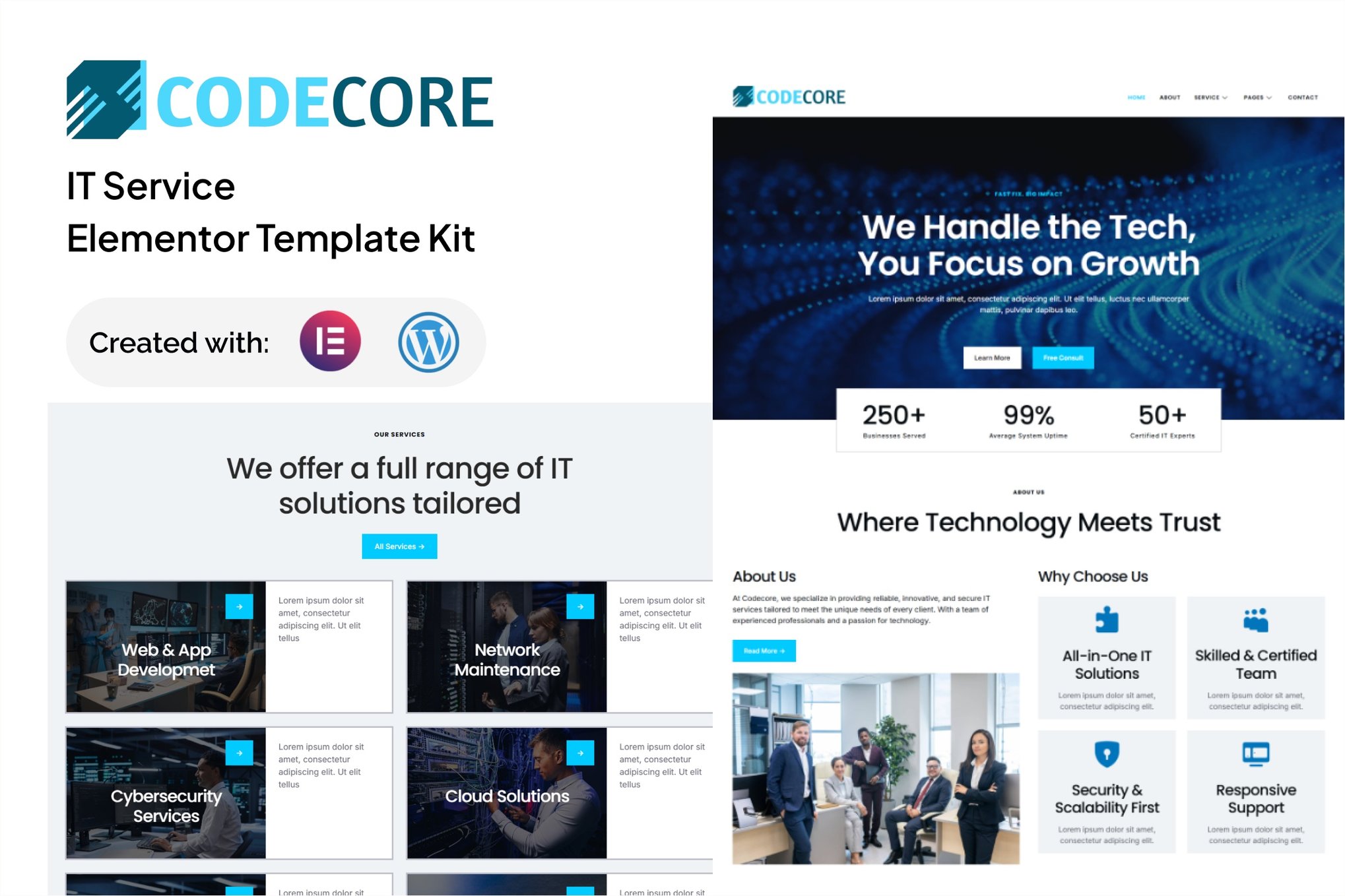 Codecore - IT Service Elementor Template — Elementor template kit cover