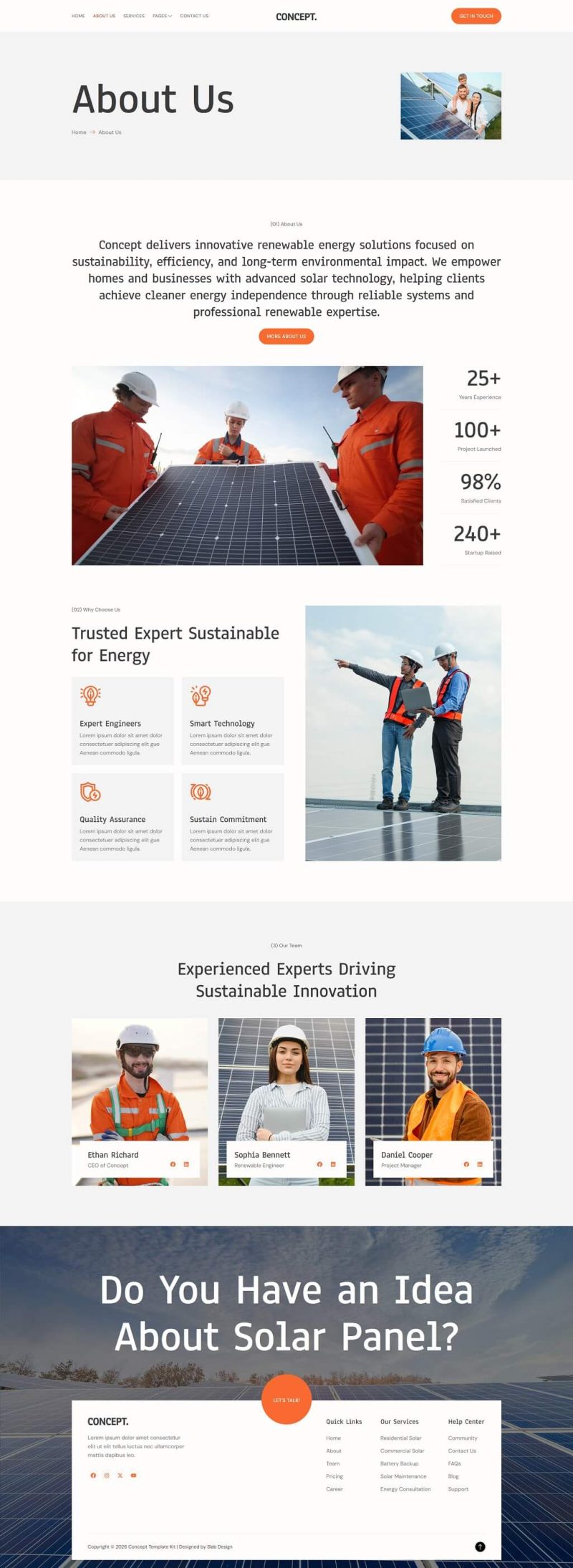 About Us — Concept - Solar & Renewable Energy Elementor Template
