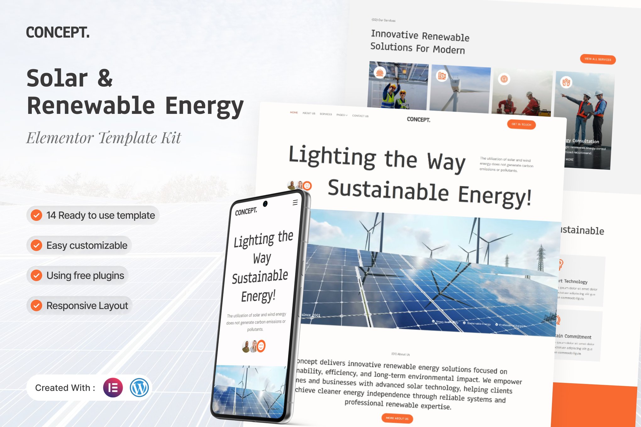 Concept - Solar & Renewable Energy Elementor Template — Elementor template kit cover