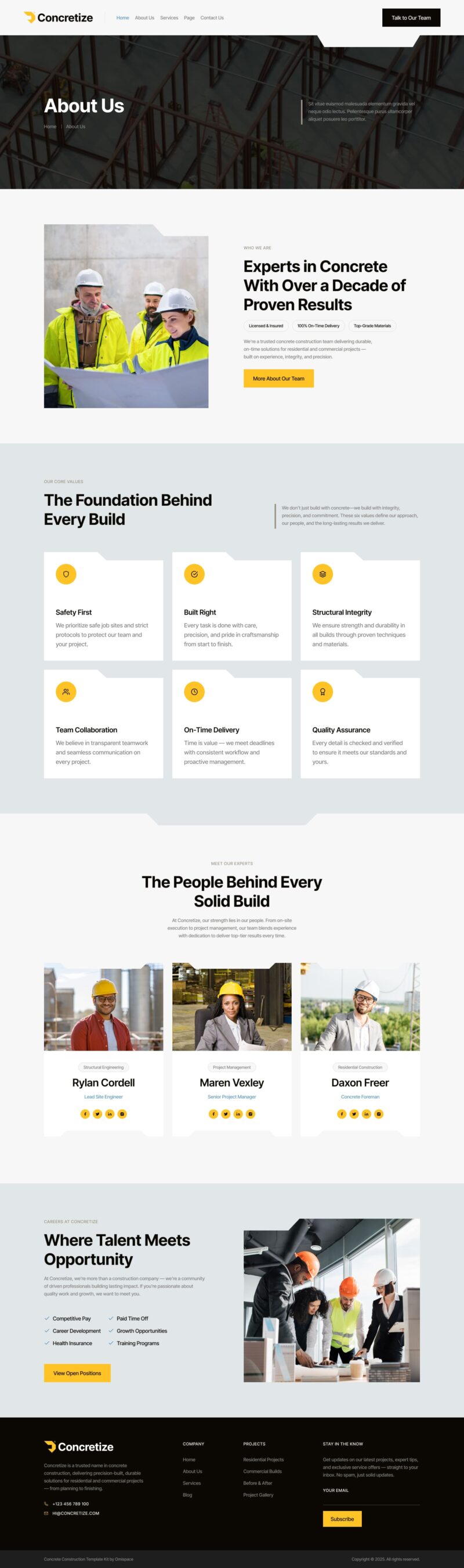 About Us — Concretize - Concrete Construction Elementor Template