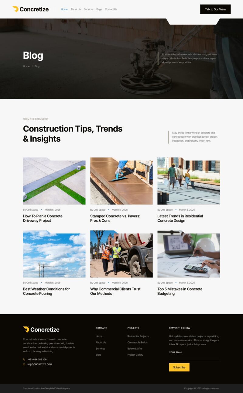 Blog — Concretize - Concrete Construction Elementor Template