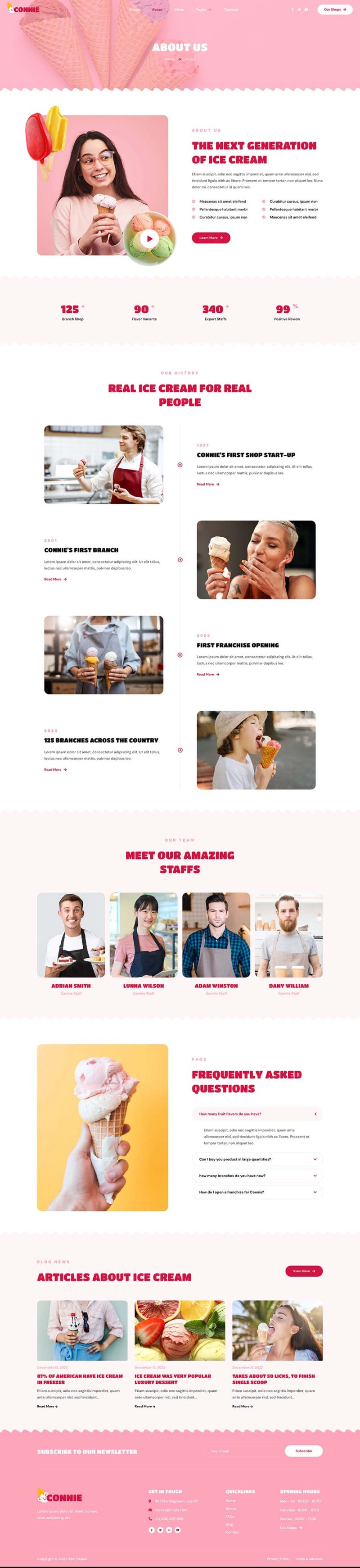 About — Connie - Ice Cream Shop Elementor Template