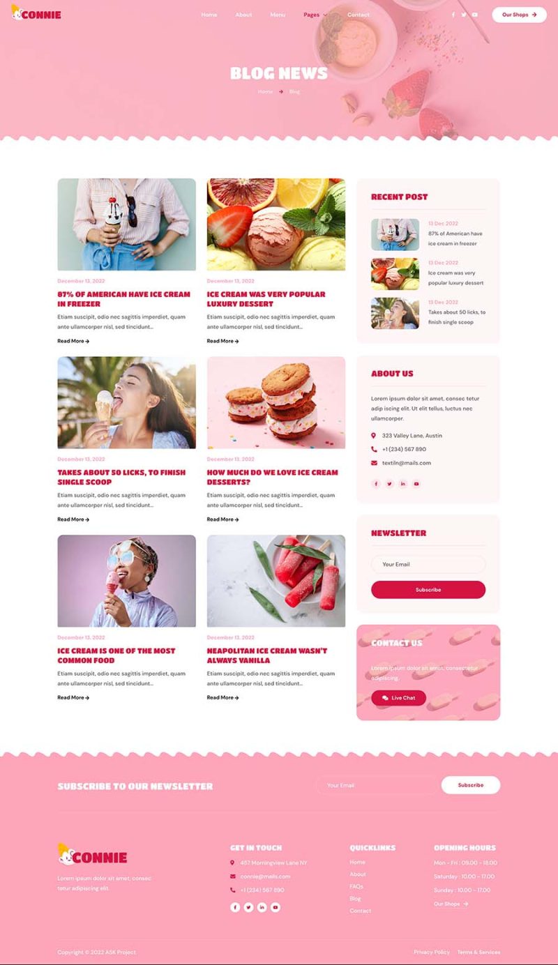 Blog — Connie - Ice Cream Shop Elementor Template