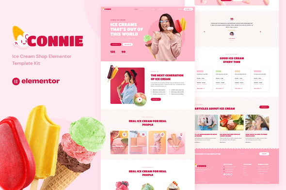 Connie - Ice Cream Shop Elementor Template — Elementor template kit cover