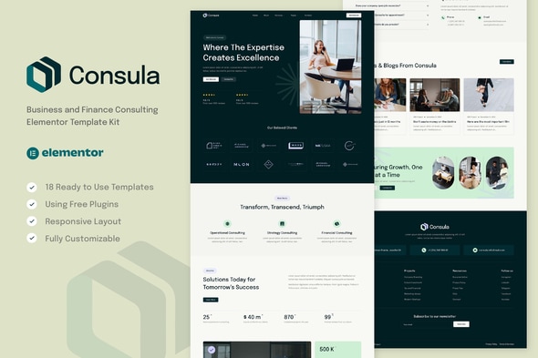 Consula - Business and Finance Consulting Elementor Template — Elementor template kit cover