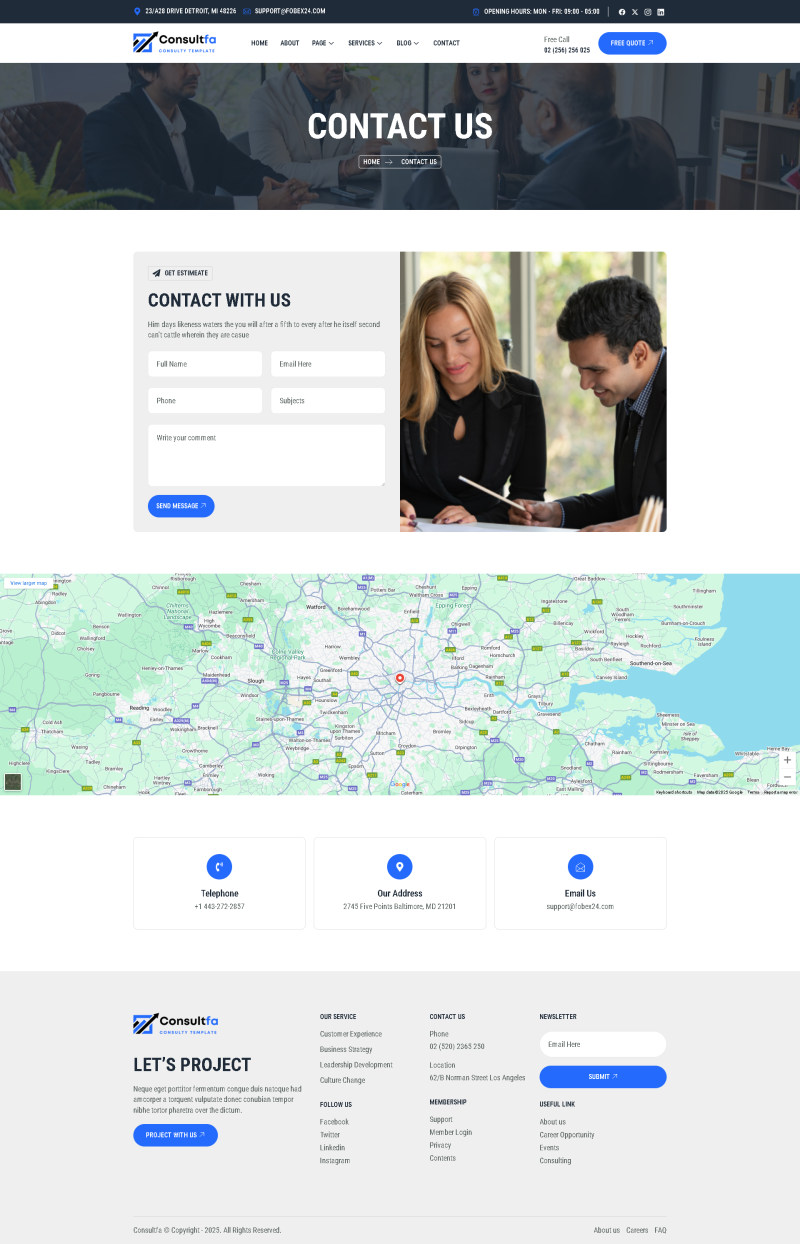 Contact — Consultfa - Business Consulting Elementor Template