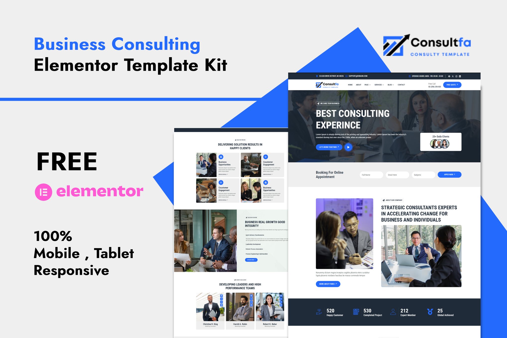 Consultfa - Business Consulting Elementor Template — Elementor template kit cover