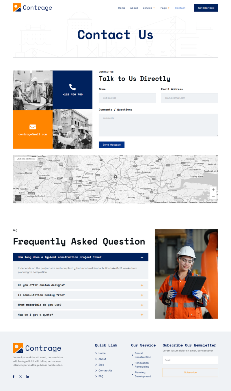 Contact — Contrage - Contractor and Construction Building Elementor Template