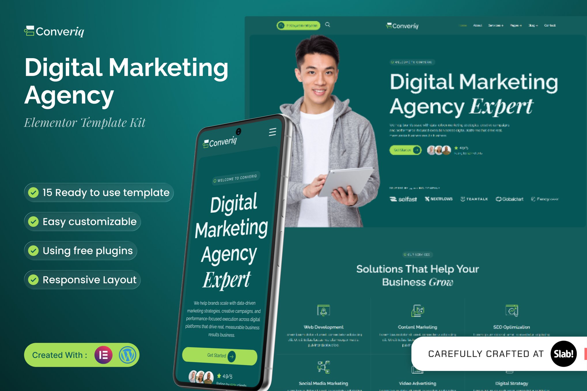 Converiq - Digital Marketing Agency Elementor Template — Elementor template kit cover
