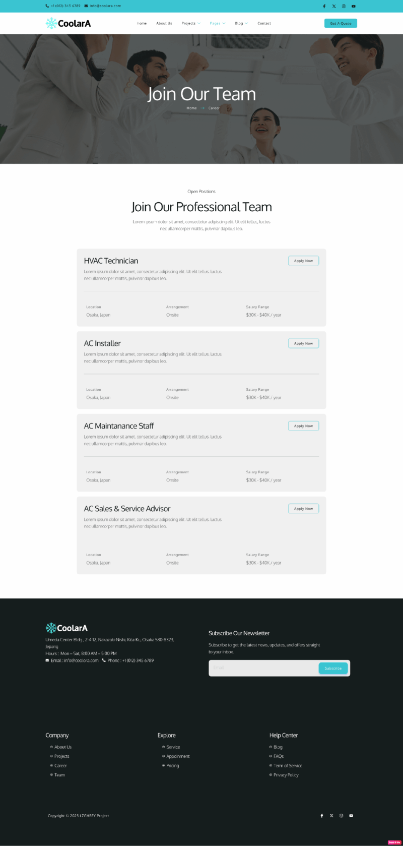 Career — Coolara - Air Conditioner & HVAC Repair Service Elementor Template