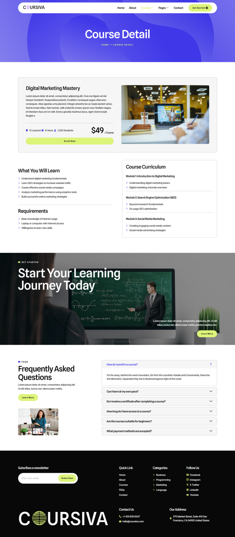 Course Detail — Coursiva - Online Course & Education Elementor Template