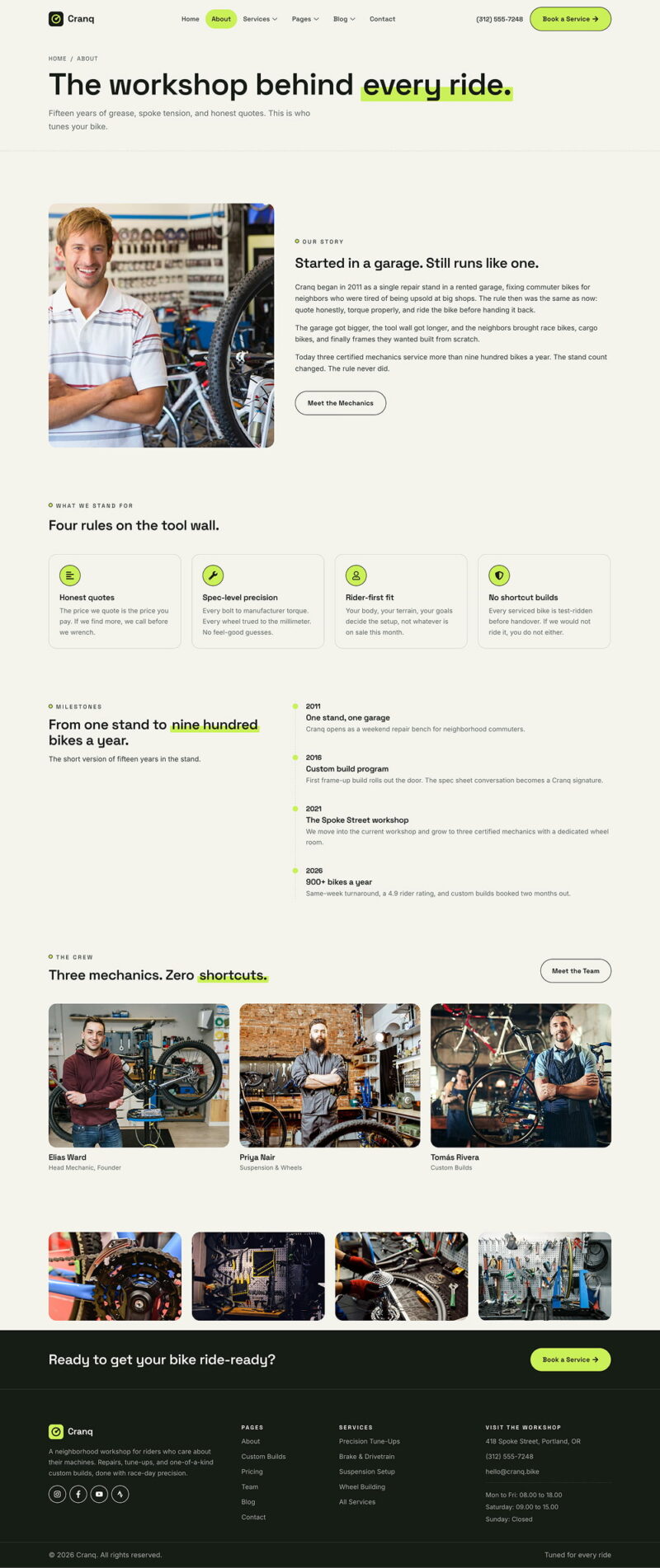 About Us — Cranq - Bicycle Repair & Customization Elementor Template