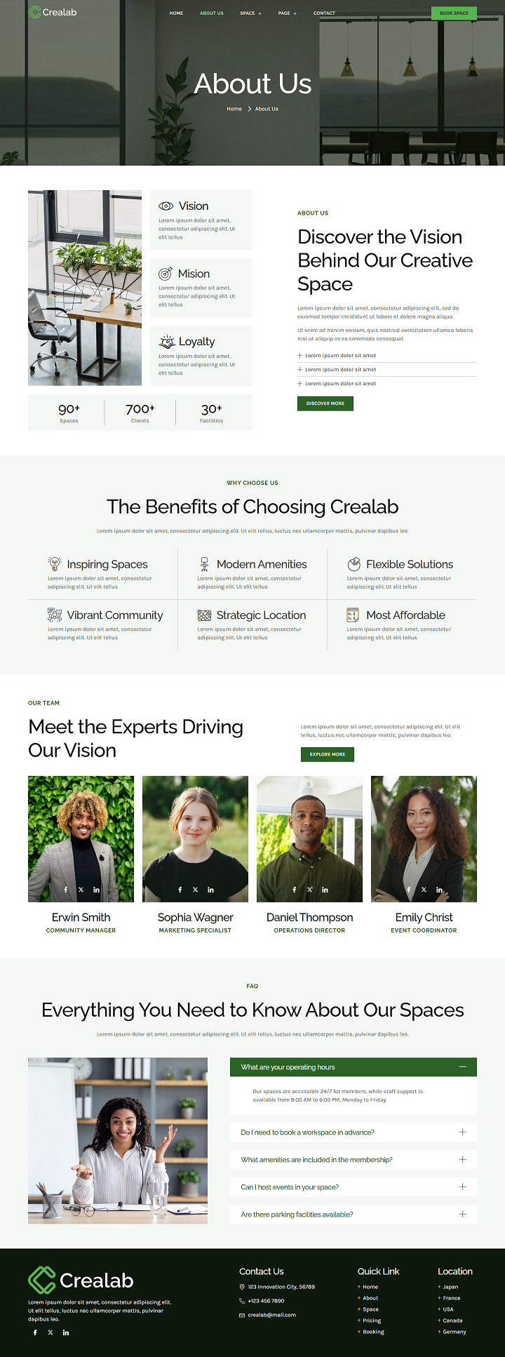 About Us — Crealab - Coworking Creative Space Elementor Template