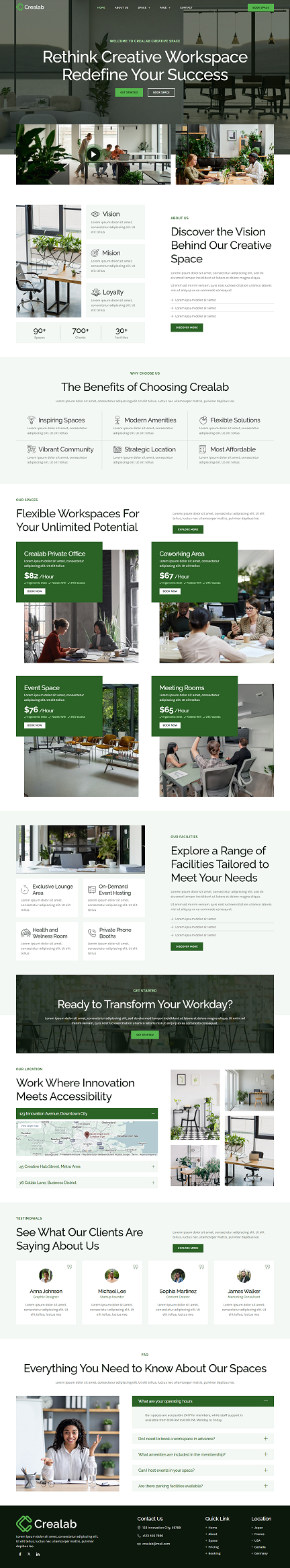 Home — Crealab - Coworking Creative Space Elementor Template