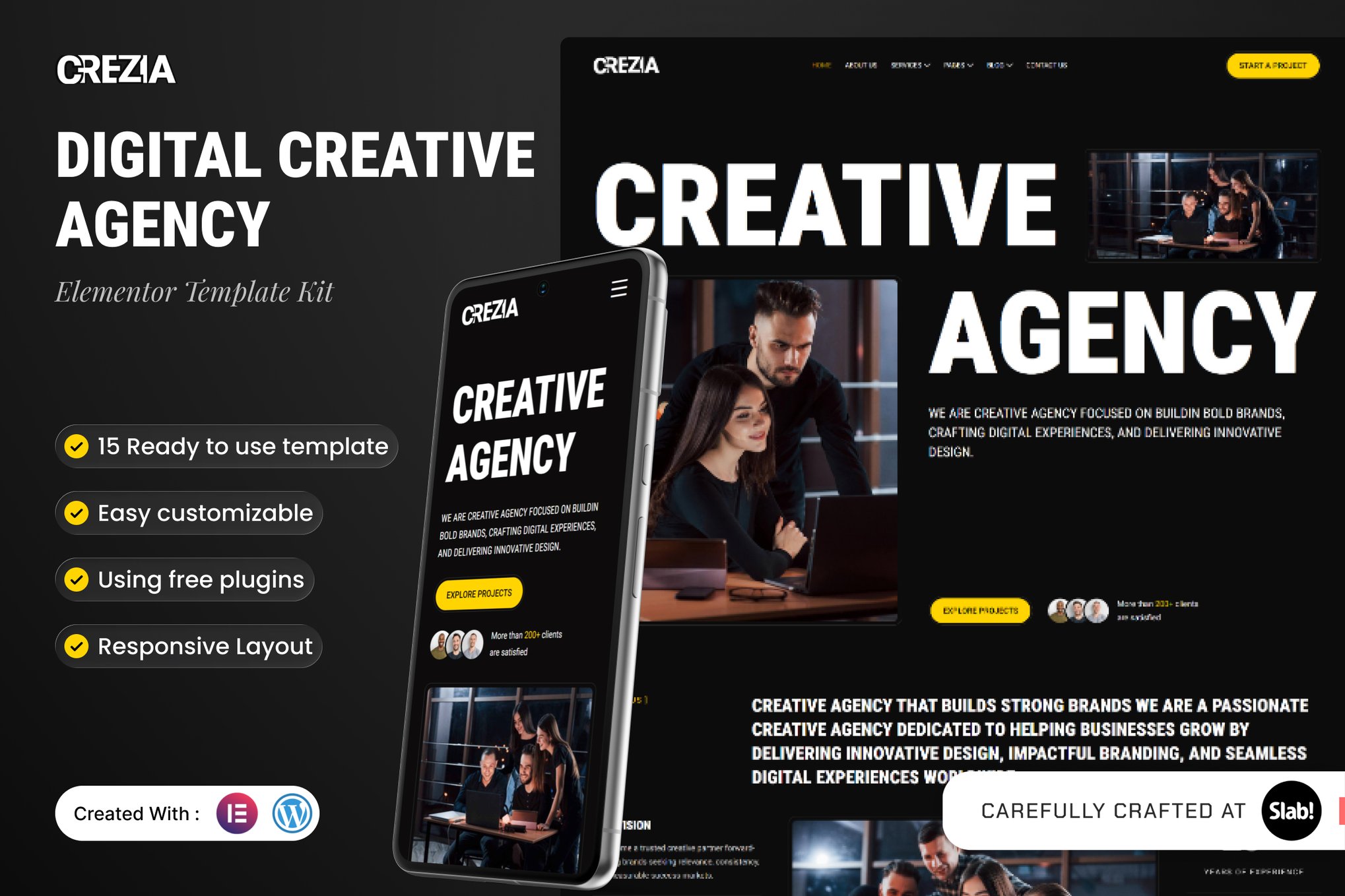 Crezia - Digital Creative Agency Elementor Template — Elementor template kit cover