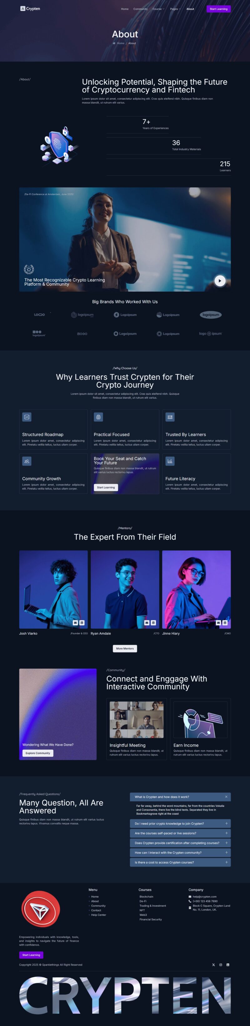 About — Crypten - Crypto Learning and Community Elementor Template