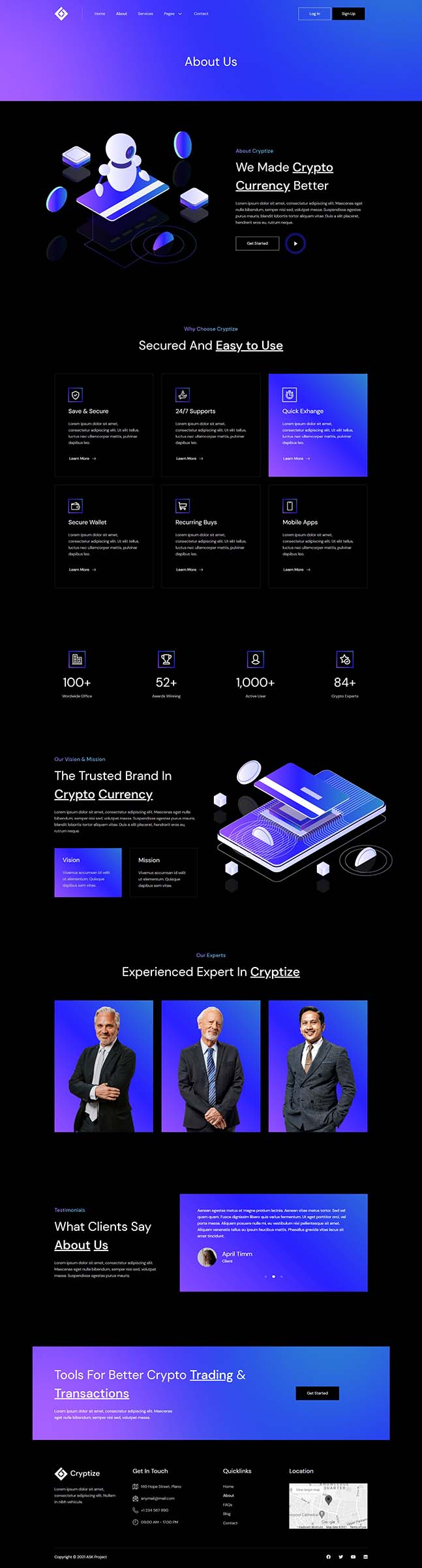 About — Cryptize - Blockchain Cryptocurrency & Bitcoin Elementor Template
