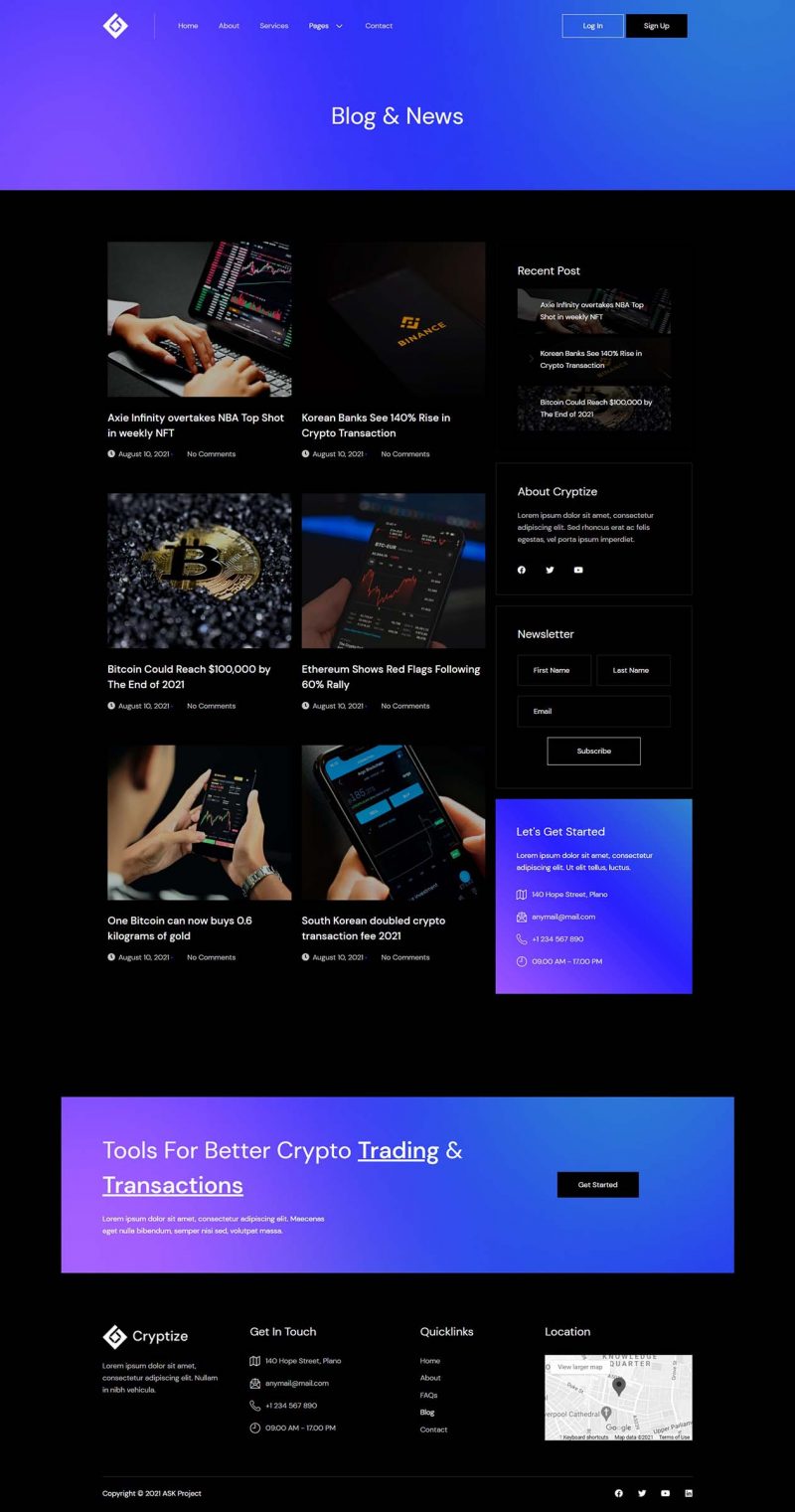 Blog — Cryptize - Blockchain Cryptocurrency & Bitcoin Elementor Template