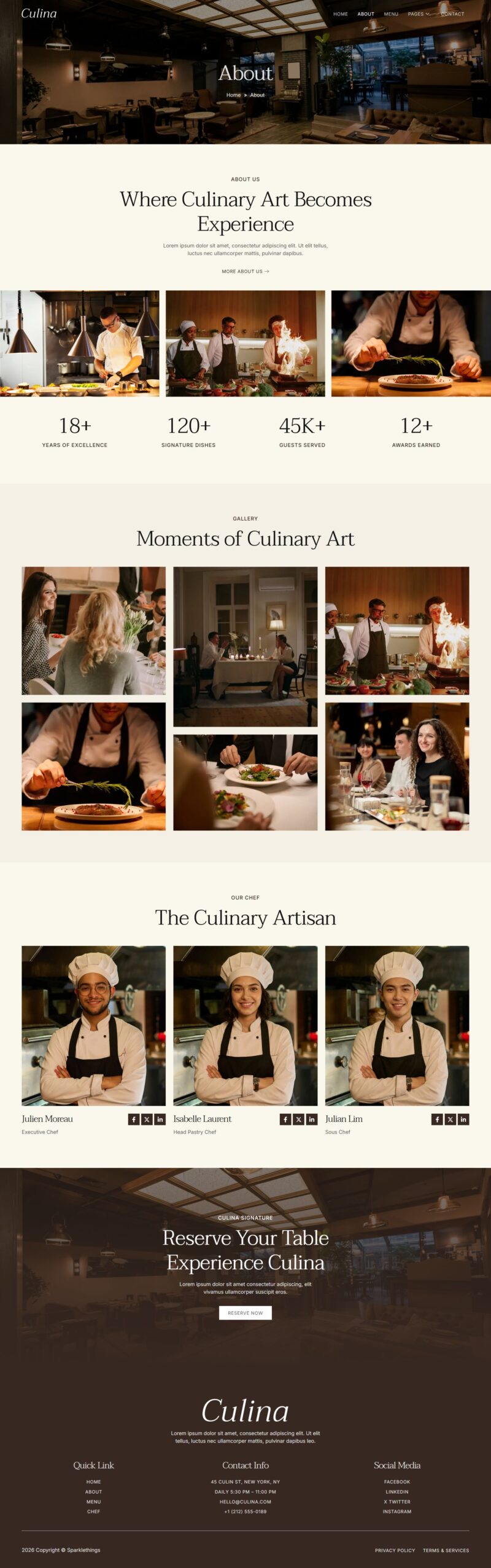 About — Culina - Luxury Restaurant Elementor Template