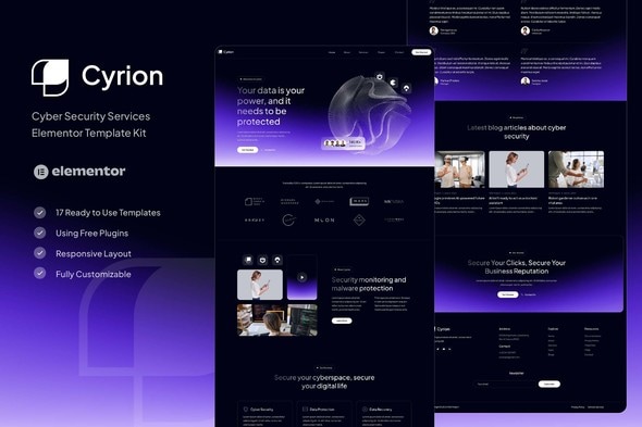 Cyrion - Cyber Security Services Elementor Template — Elementor template kit cover