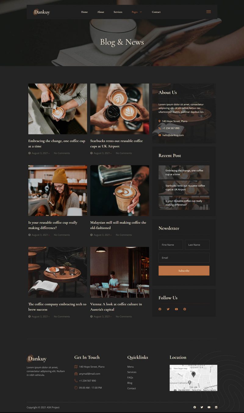 Blog — Dankuy - Cafe & Coffee Shop Elementor Template