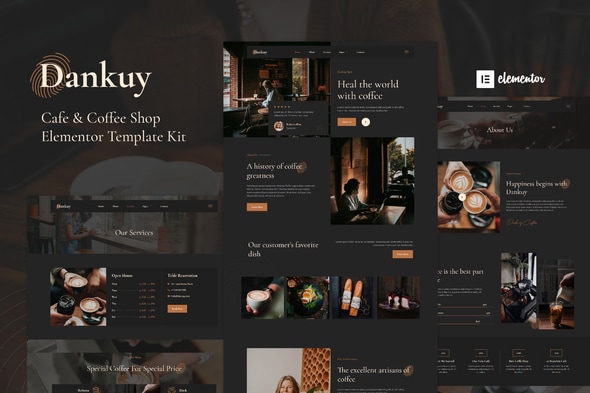 Dankuy - Cafe & Coffee Shop Elementor Template — Elementor template kit cover