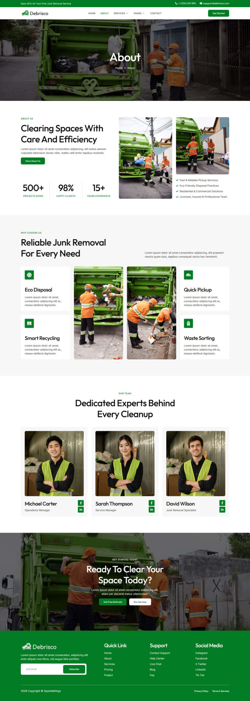 About — Debrisco - Junk Removal Services Elementor Template