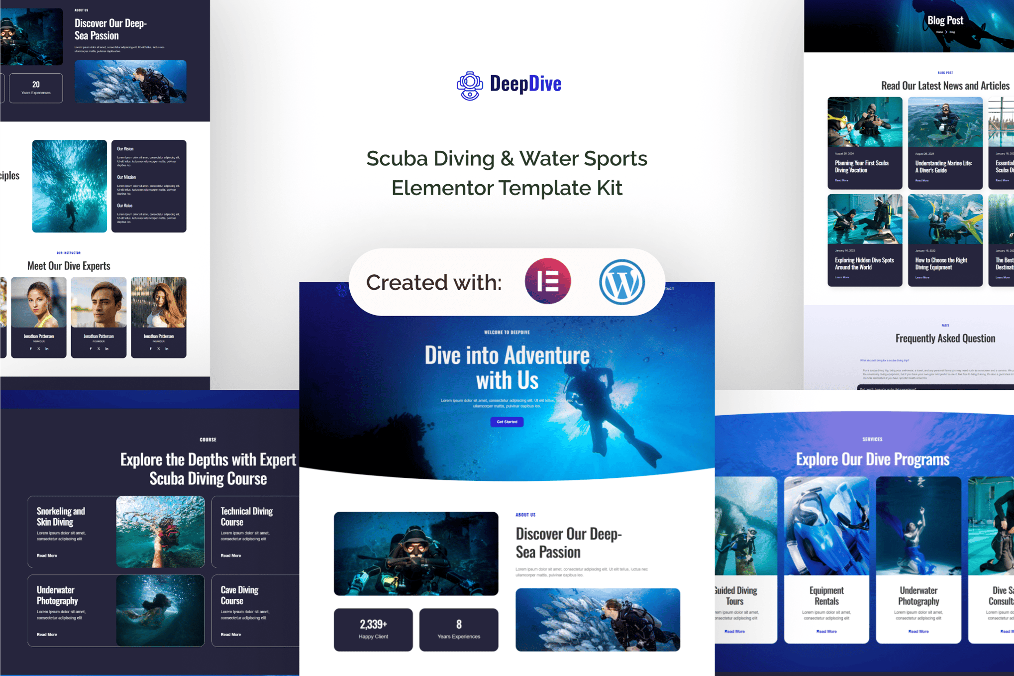 Deepdive - Scuba Diving & Water Sports Elementor Template — Elementor template kit cover