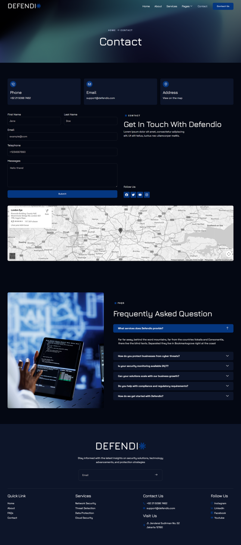 Contact — Defendio - Cyber Security Services Elementor Template