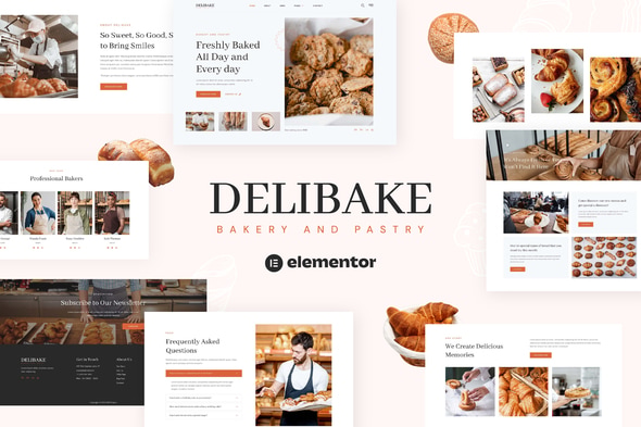Delibake - Bakery and Pastry Elementor Template — Elementor template kit cover