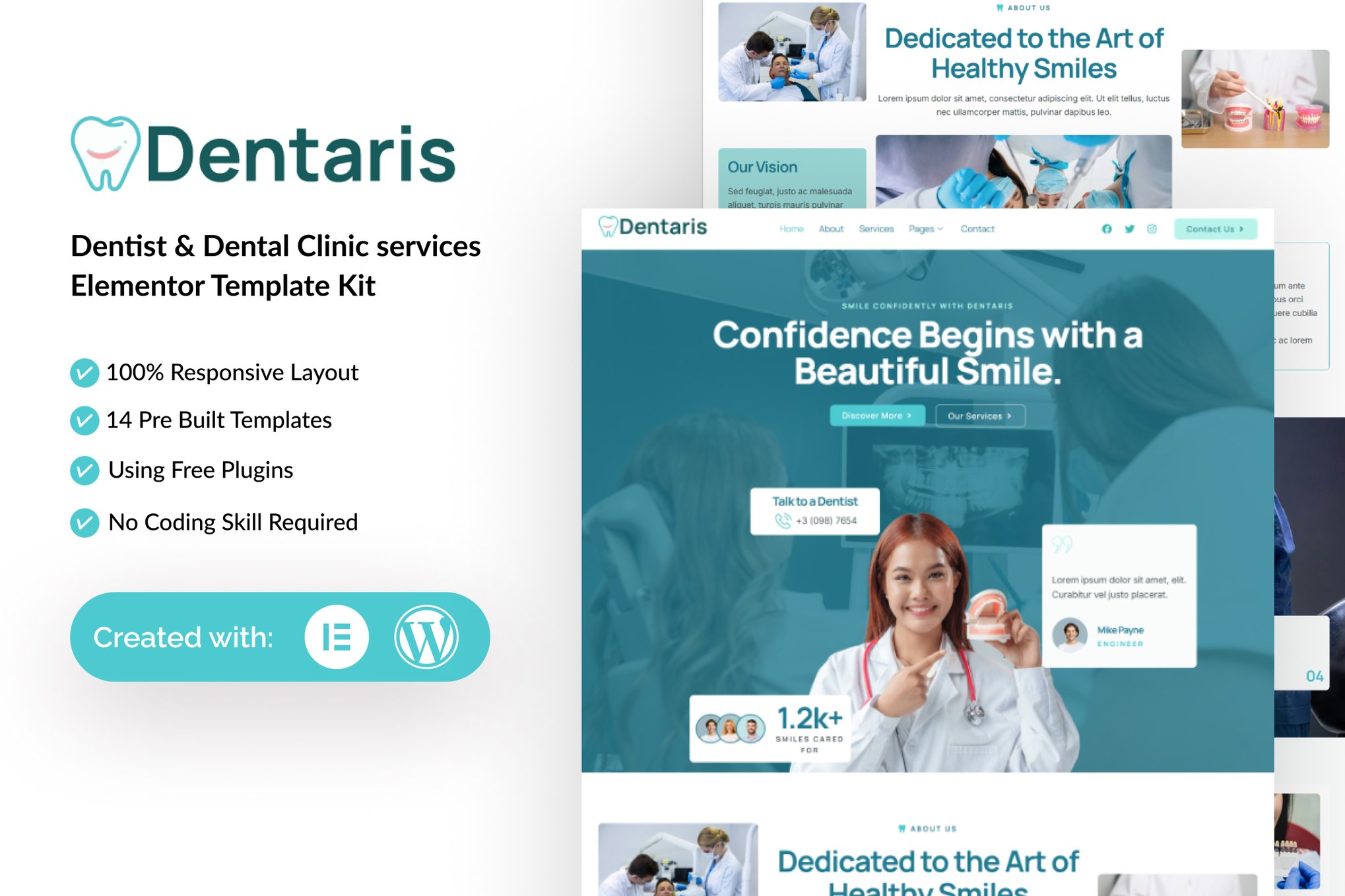 Dentaris - Dentis & Dental Clinic Service Elementor Template — Elementor template kit cover