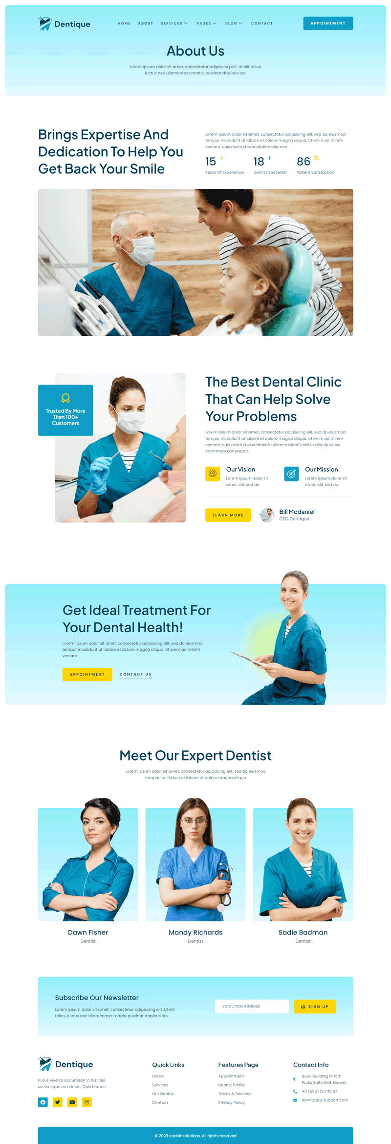 About — Dentique - Dentist & Dental Clinic Elementor Template
