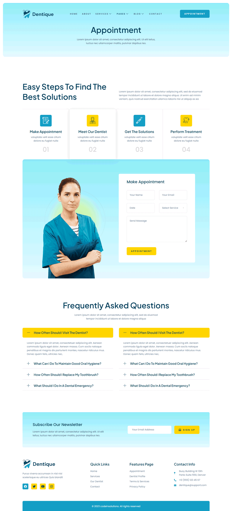Appointment — Dentique - Dentist & Dental Clinic Elementor Template