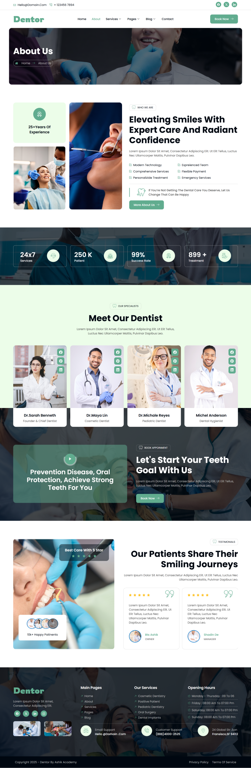 About us — Dentor - Dentist & Dental Care Elementor Template