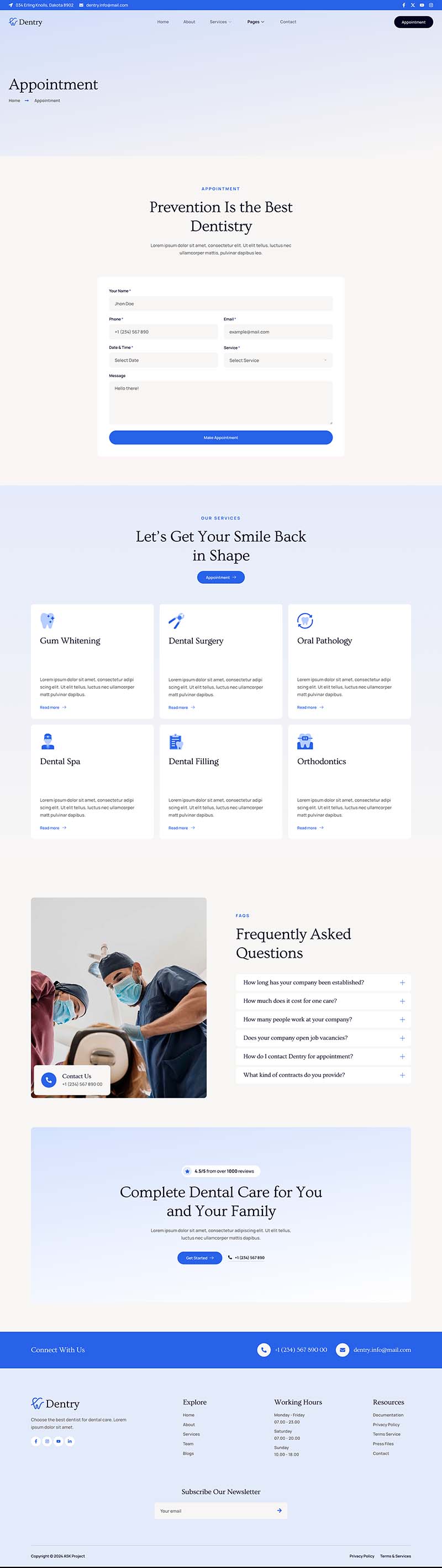 Appointment — Dentry - Dentist & Dental Care Elementor Template