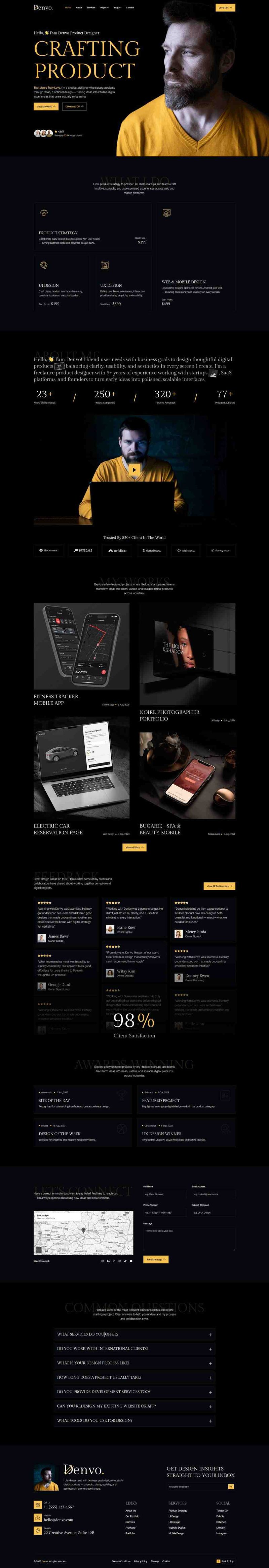 Home — Denvo - Product Designer Personal Portfolio Elementor Template