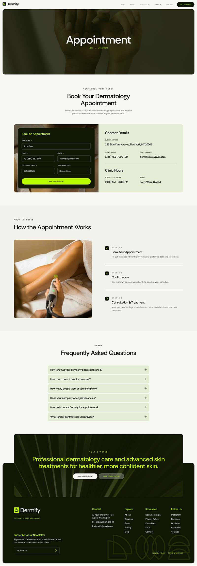 Appointment — Dermify - Dermatology Clinic Elementor Template