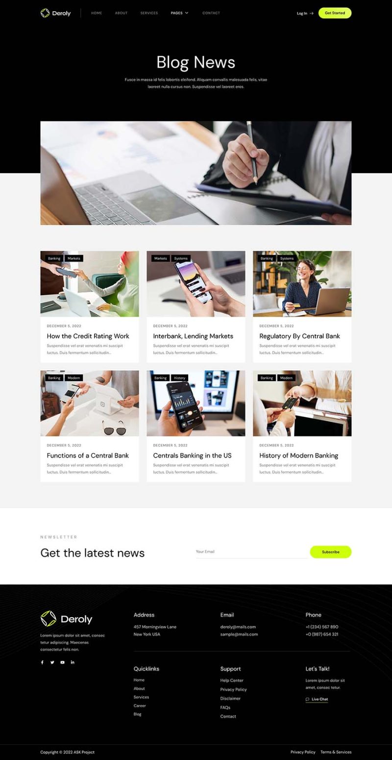 Blog — Deroly - Digital Bank & Credit Card Elementor Template