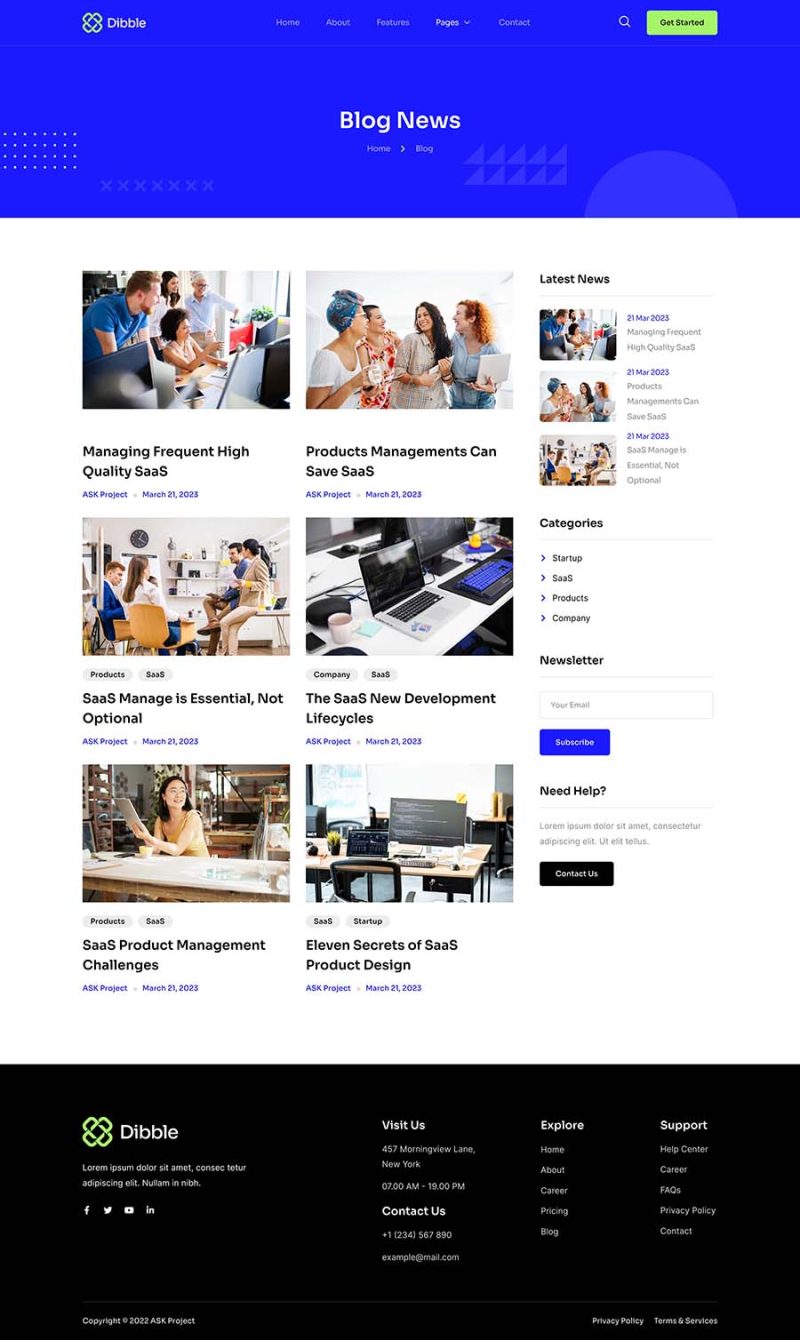 Blog — Dibble - SaaS & Tech Startup Elementor Template