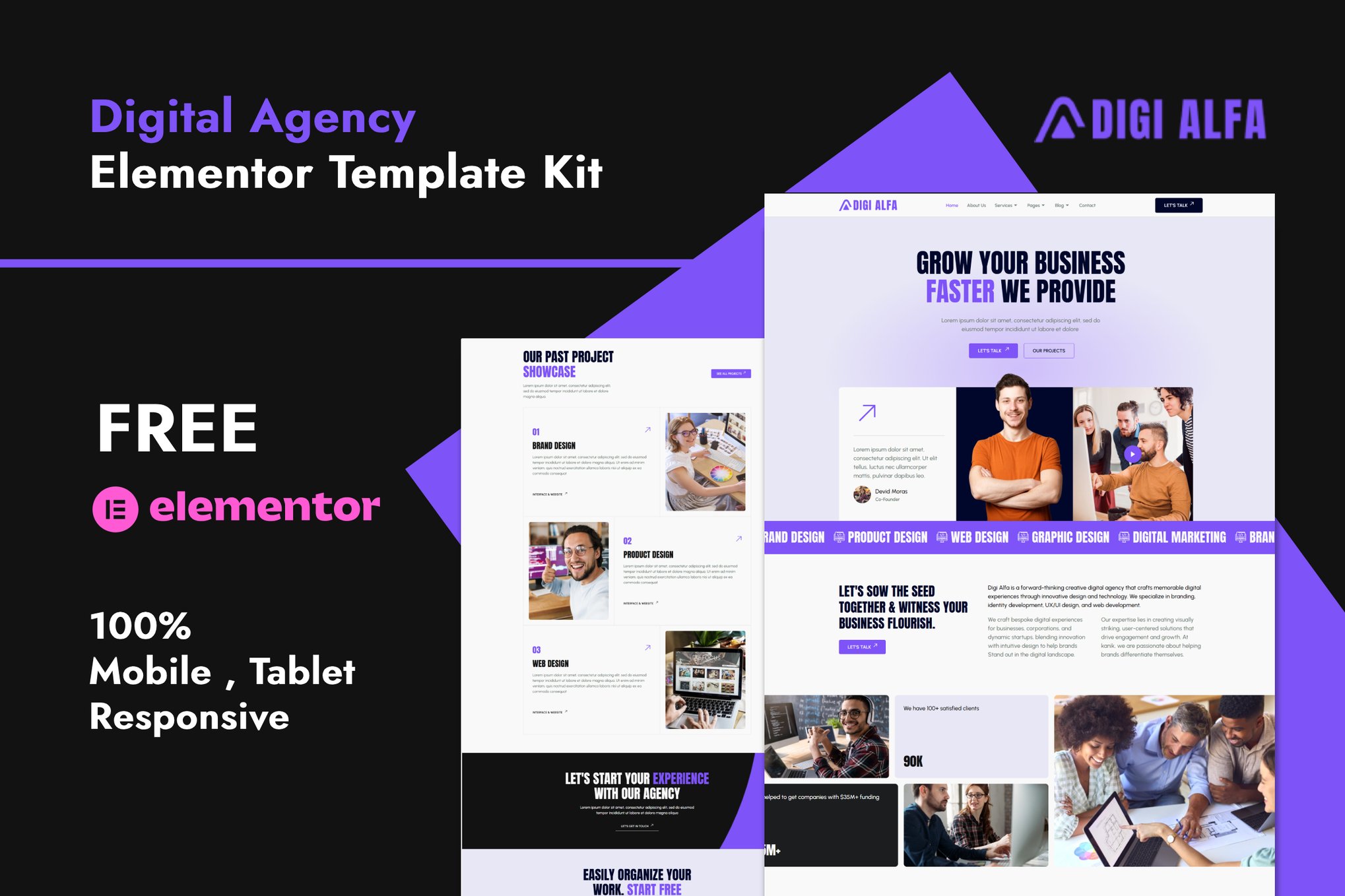 DigiAlfa - Digital Agency Elementor Template — Elementor template kit cover