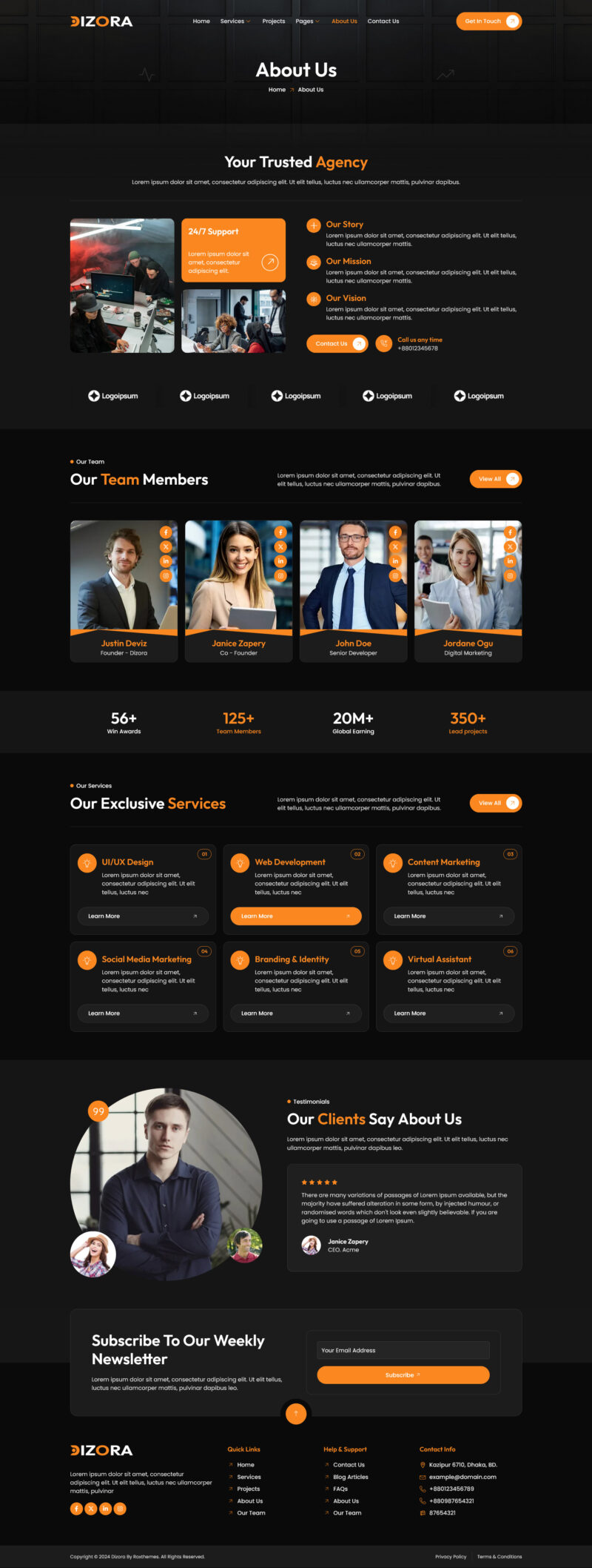 About us — Dizora - Digital Agency Elementor Template