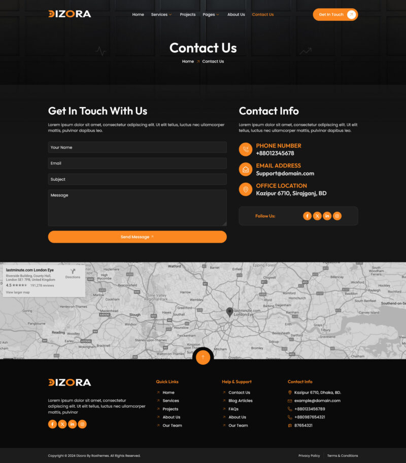 Contact us — Dizora - Digital Agency Elementor Template
