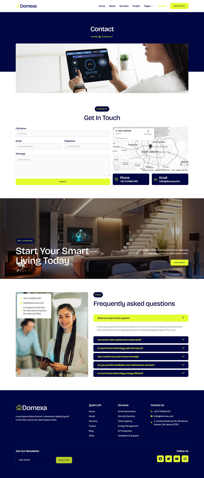 Contact — Domexa - Smart Home & Technology Services Elementor Template