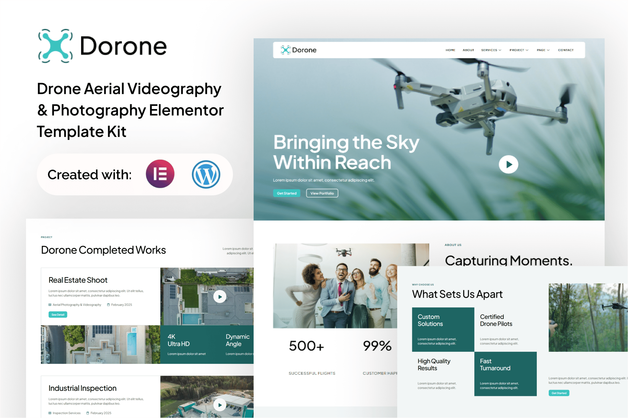 Dorone - Drone Aerial Videography and Photography Elementor Template — Elementor template kit cover