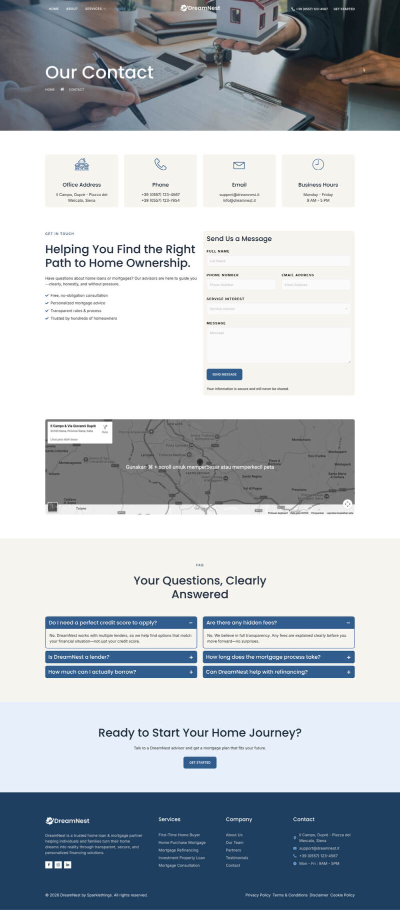 Contact — DreamNest - Home Loan & Mortgage Elementor Template