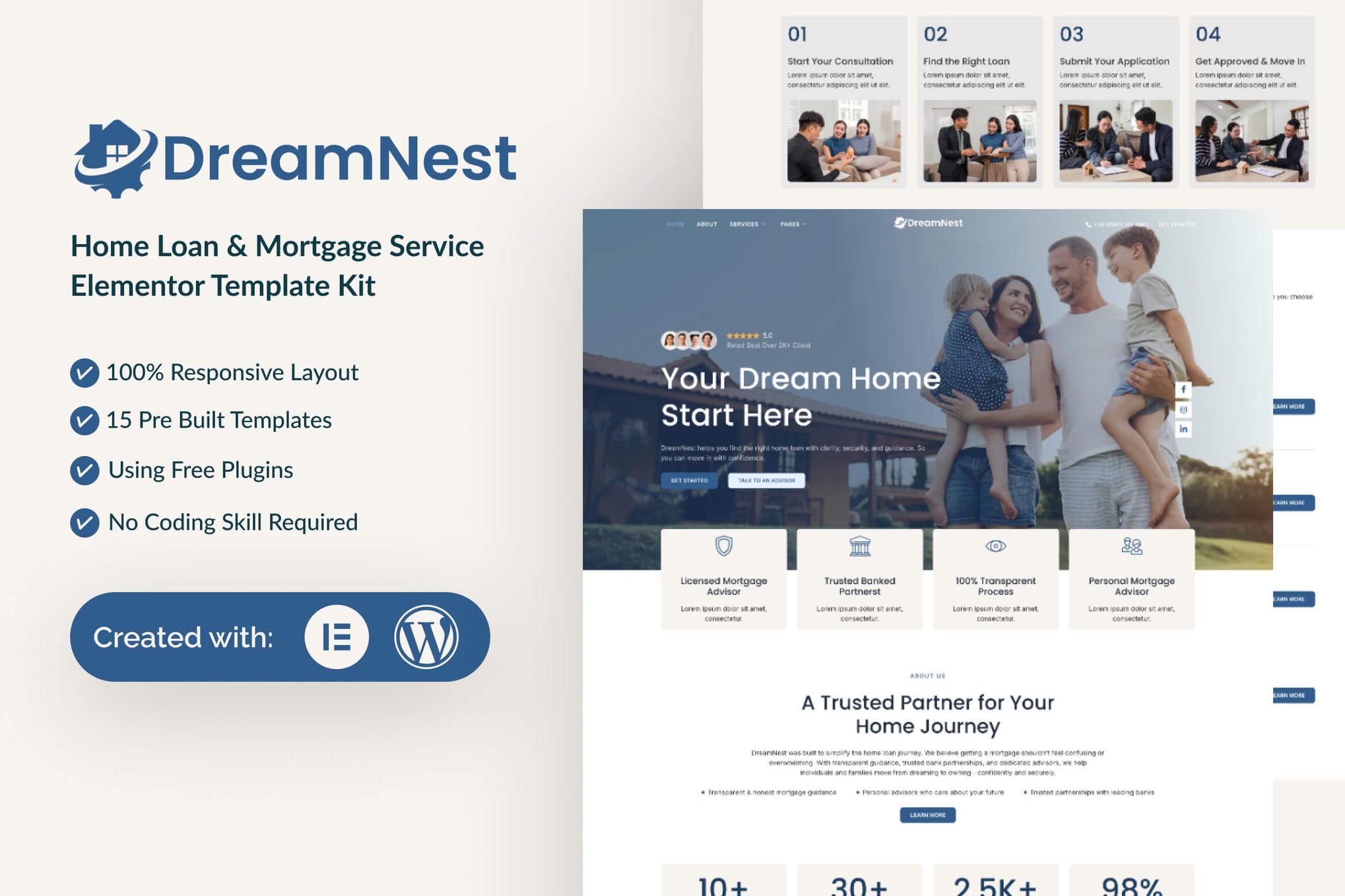 DreamNest - Home Loan & Mortgage Elementor Template — Elementor template kit cover