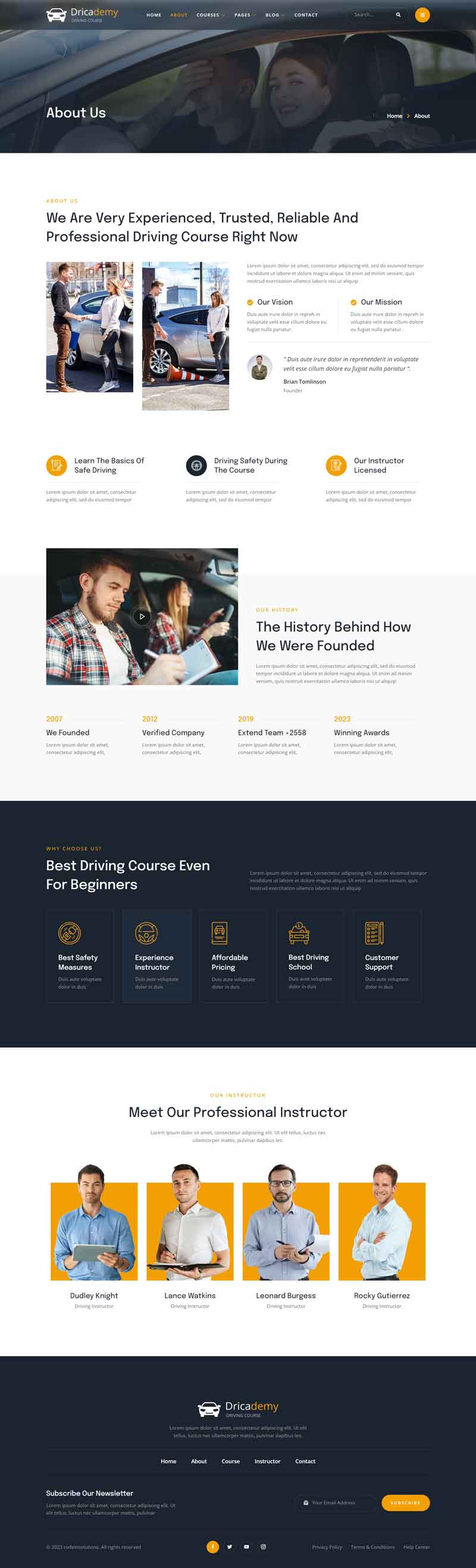 About — Dricademy - Driving Course & Traffic School Elementor Template