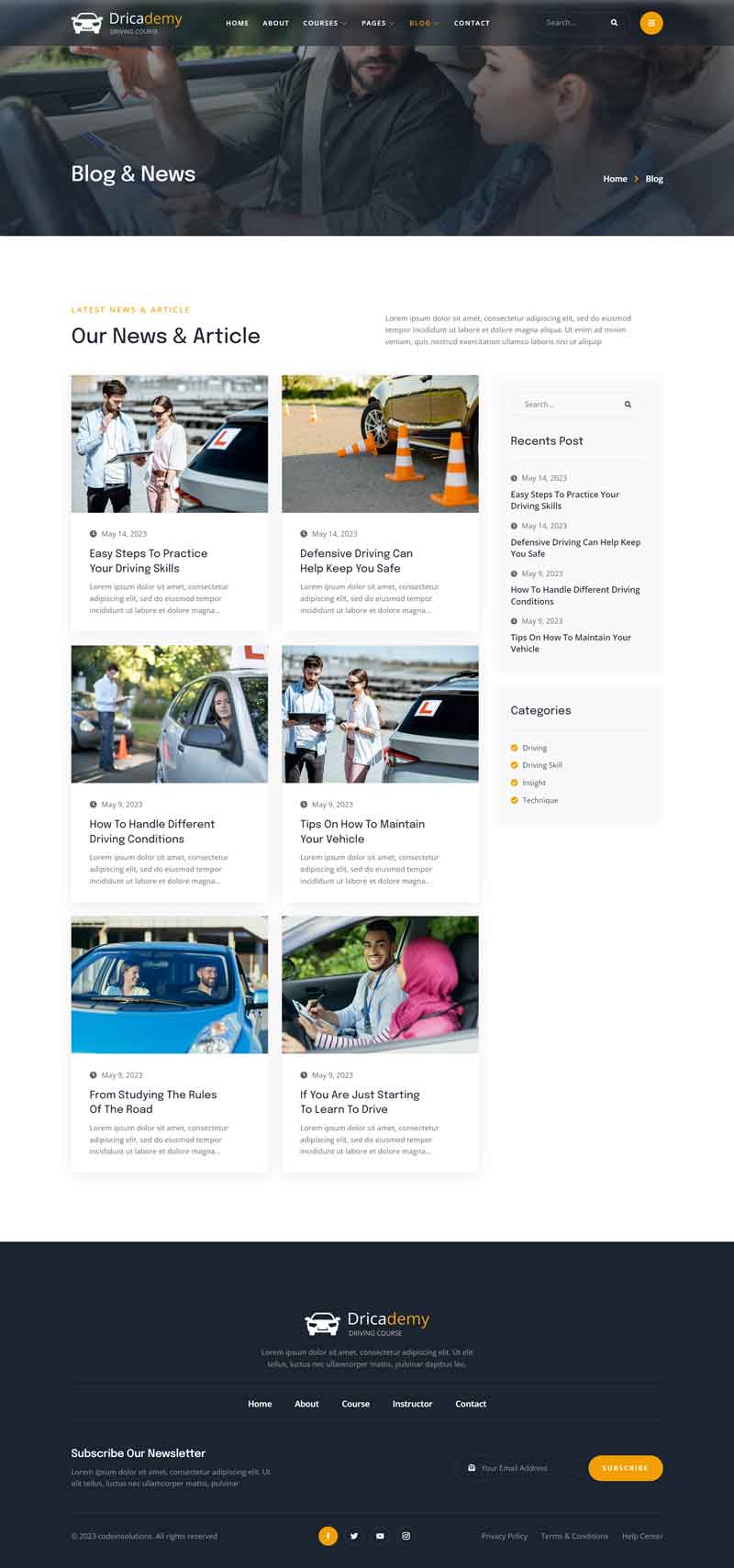 Blog — Dricademy - Driving Course & Traffic School Elementor Template