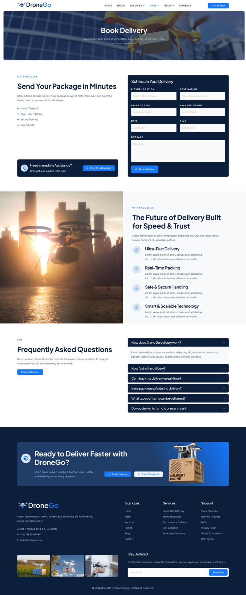 Book Delivery — DroneGo - Drone Delivery Elementor Template